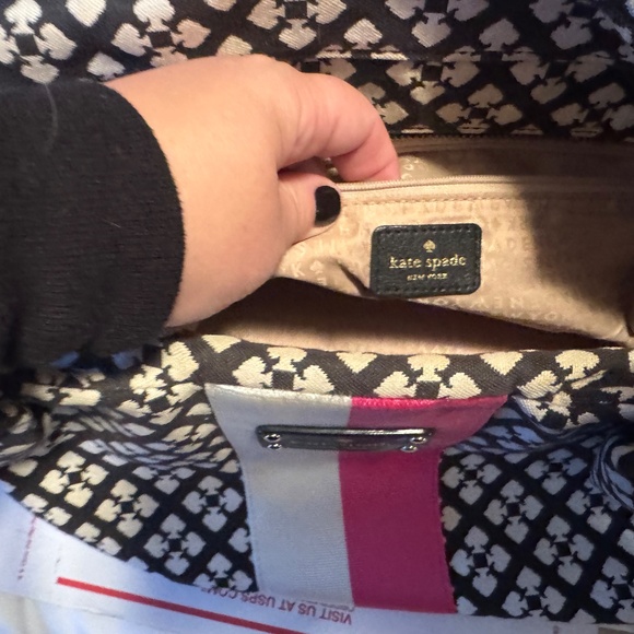 Kate Spade Shoulder Bag, Leather and Print, Black/White/Pink - Picture 9 of 10